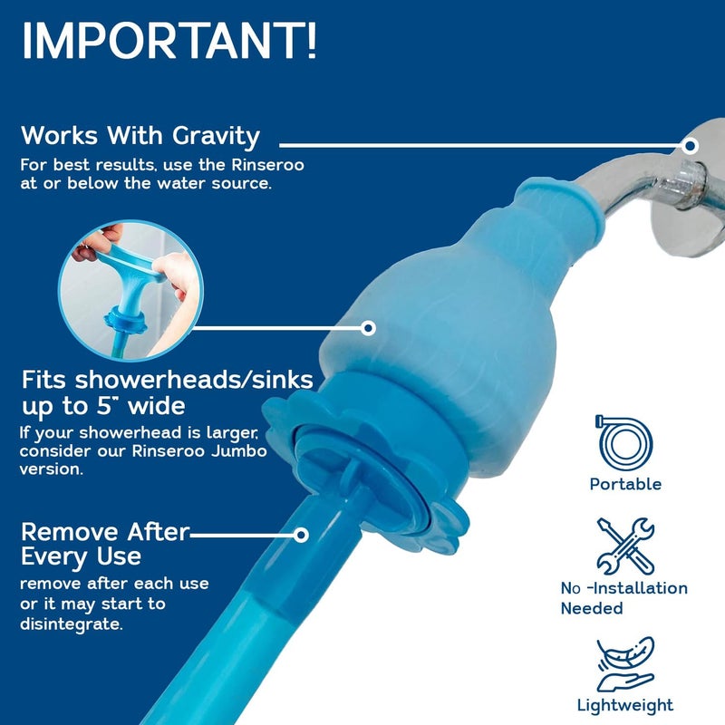 Rinseroo : "Shower Cleaning Thing"–Slip-On Handheld Hose Attachment for Fast, Mess-Free Shower Wall Rinsing–6 Ft Hose, Fits Up to 5" Shower Head –Temporarily Converts Standard Shower into Handheld - Image 3